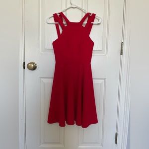 Short red flowy dress, size 3/4
